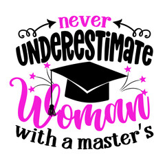 Wall Mural - Never underestimate a woman with a master's - graduates funny graduation quote.