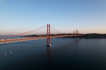 Sticker - View of the 25 de Abril Bridge. Lisbon, Portugal.