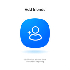Poster - 3d isolated vector elements. Minimal modern add friend, people, contact icon emblem symbol. 3d blue add friends icon. Mobile app icons. Device UI UX mockup.