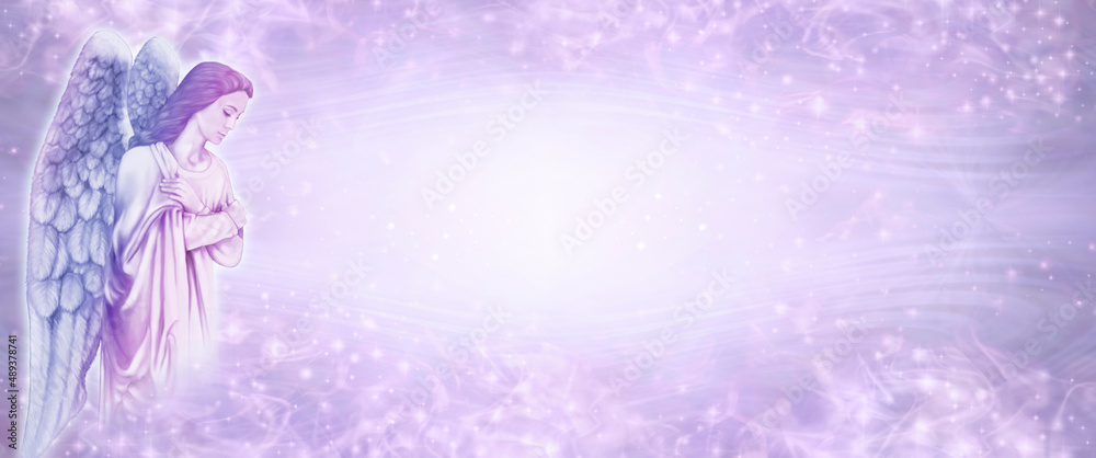 Angel Message spiritual sparkle background banner - contemplative angel ...