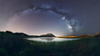 canvas print picture - A beautiful landscape view of half cloudy circle on  reflecting on water at night