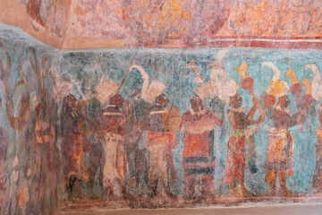 Sticker - The old paintings in Bonampak Archeological zone, Chiapas, Mexico