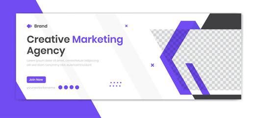 Wall Mural - Purple corporate banner design template, abstract shapes business poster vector