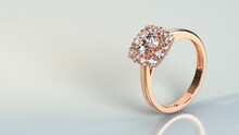 Beautiful Halo Ring In Rose Gold