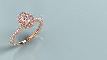 Oval Halo Rose Gold Engagement Ring With Side Stones