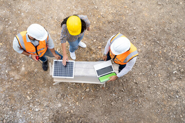 Aufkleber - Engineers group consult construction on site building working at construction site,Construction residential new house in progress at building site.
