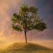 © lassedesignen - Peaceful tree with swing on a hill