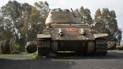 T-34-55 tank Syrian modernization of Soviet-made T-34-85 on display in the 7th brigade tank monument, Israel.