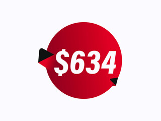 $634 USD sticker vector illustration