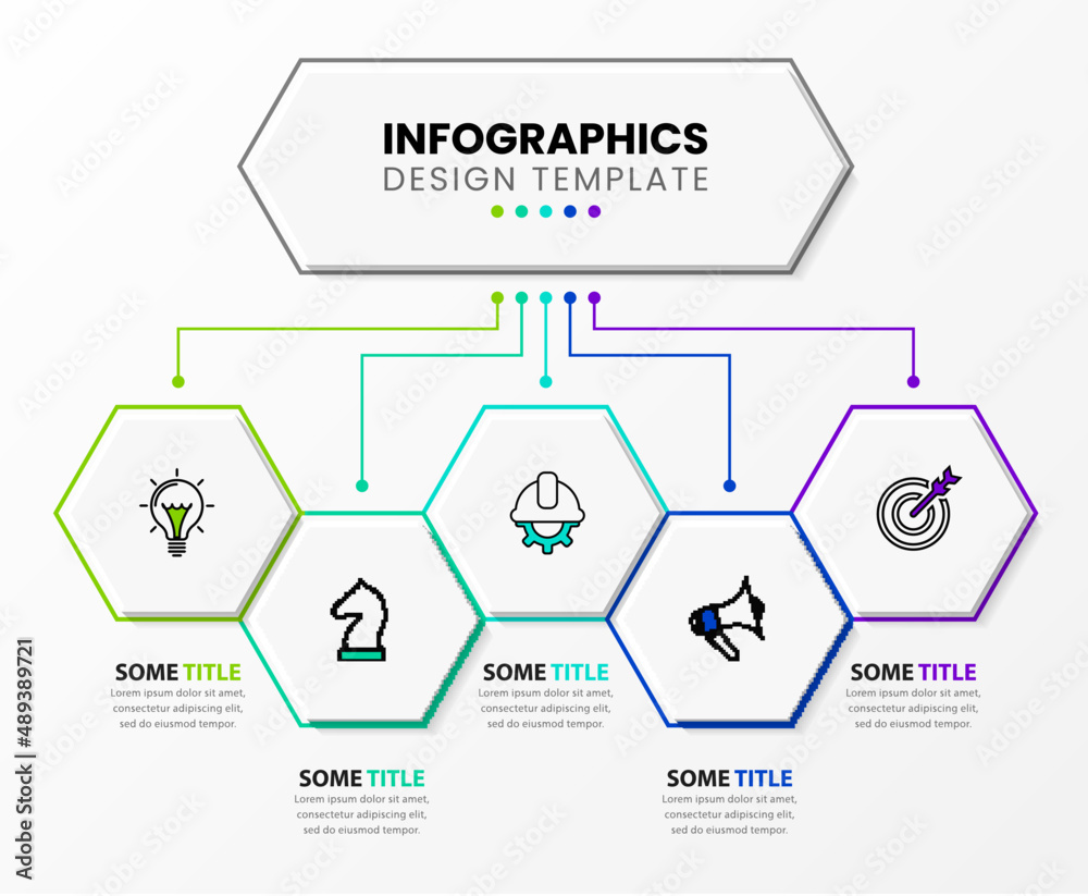 Infographic template with icons and 5 options or steps. Hexagon Stock ...