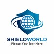 Shield world logo template illustration