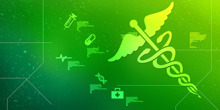 2d illustration caduceus medical symbol
