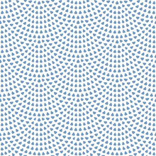 Vector Seamless Wavy Pattern With Fish Scale Layout. Blue Small Water Drops On A White Background, Seigaiha, Peacock Tail Shape Pattern