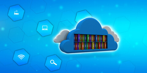 Poster - 3d rendering cloud  folder network