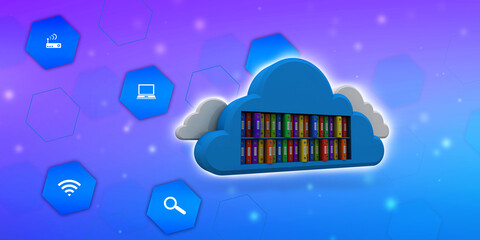 Poster - 3d rendering cloud  folder network