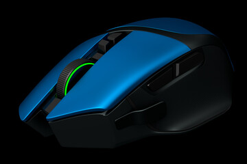 Fototapete - Modern wireless gaming computer mouse isolated on black background