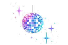 Mirror Ball For Disco, Dance Club, Party. Bright Colored Rotating Disco Ball With Glare Of Light On A White Background. Vector Illustration - Eps10.