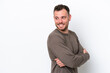 © luismolinero - Young Brazilian man isolated on white background looking to the side and smiling