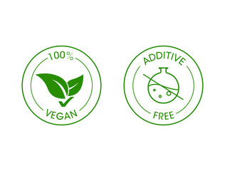 Canvas Print - 100% vegan, additives free icon vector illustration 