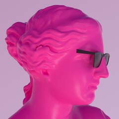Poster - Sculpure of Venus goddess wearing sunglasses. 3D illustration in pop art surreal style.
