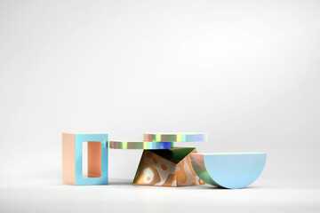 Poster - Holographic object podium platform product showcase 3d rendering