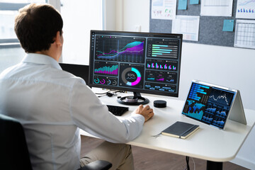 Aufkleber - Businessman Using Analytics Data KPI Dashboard