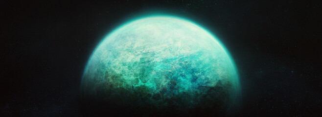 Wall Mural - green planet in space.