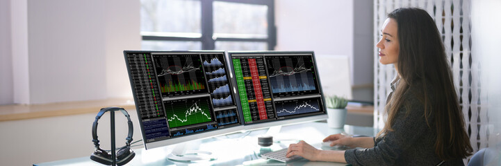 Sticker - Analyst Using Computer Screens For Stock Trading