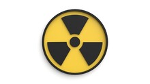 Radiation Warning Sign, Nuclear Simbol Isolated On White That Represents Radioactive Contamination, Atomic Waste And Hazard Radioactivity Pollution