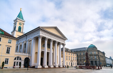 Wall Mural - Protestant Town Church at the Market Square in Karlsruhe - Baden-Wurttemberg, Germany.