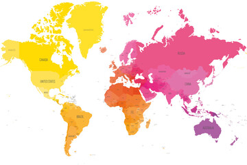 Canvas Print - Colorful political map of World.