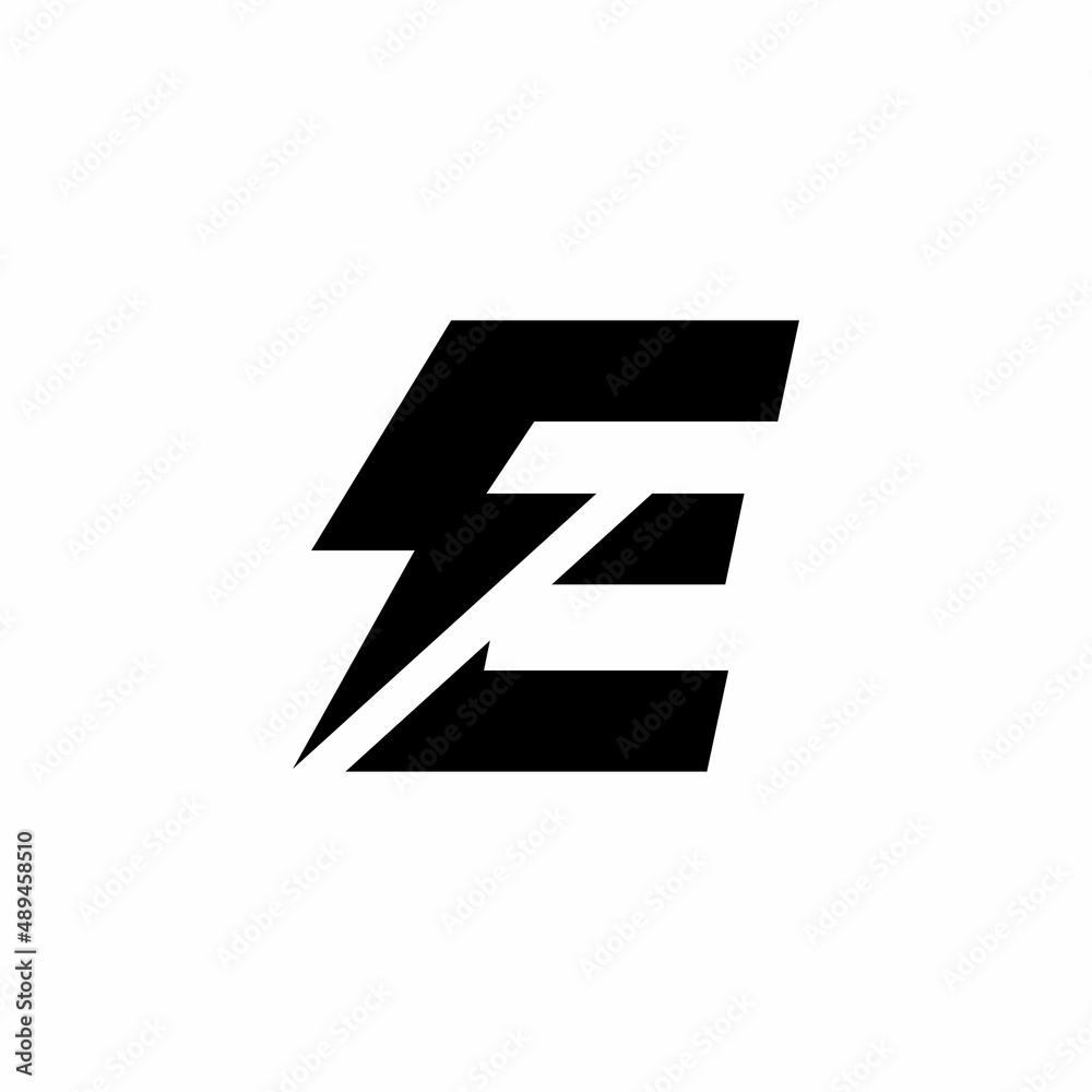 Initial letter E logo with lightning Stock Vector | Adobe Stock