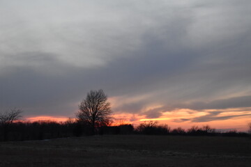 Canvas Print - Dramatic Sunset Over a Rural Field