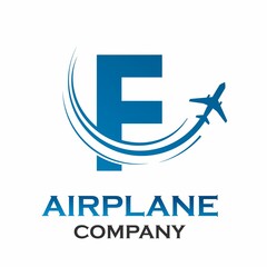 Wall Mural - Letter f with airplane logo template illustration. suitable for transportation, brand, travel, agency, web, label, network, marketing etc