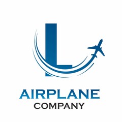 Wall Mural - Letter l with airplane logo template illustration. suitable for transportation, brand, travel, agency, web, label, network, marketing etc