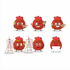 Sticker - Artistic Artist of red bag cartoon character painting with a brush