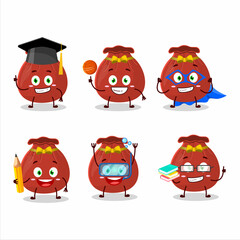 Canvas Print - School student of red bag cartoon character with various expressions