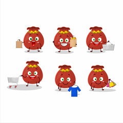 Wall Mural - A Rich red bag mascot design style going shopping