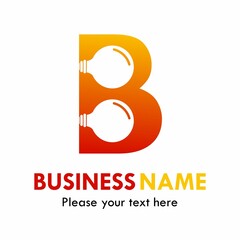 Letter b with bulb lamp vector logo template. Suitable for brand, ientity, web, business, idea etc