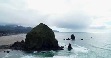 Wall Mural - Aerial video of Seal Rock, Oregon.