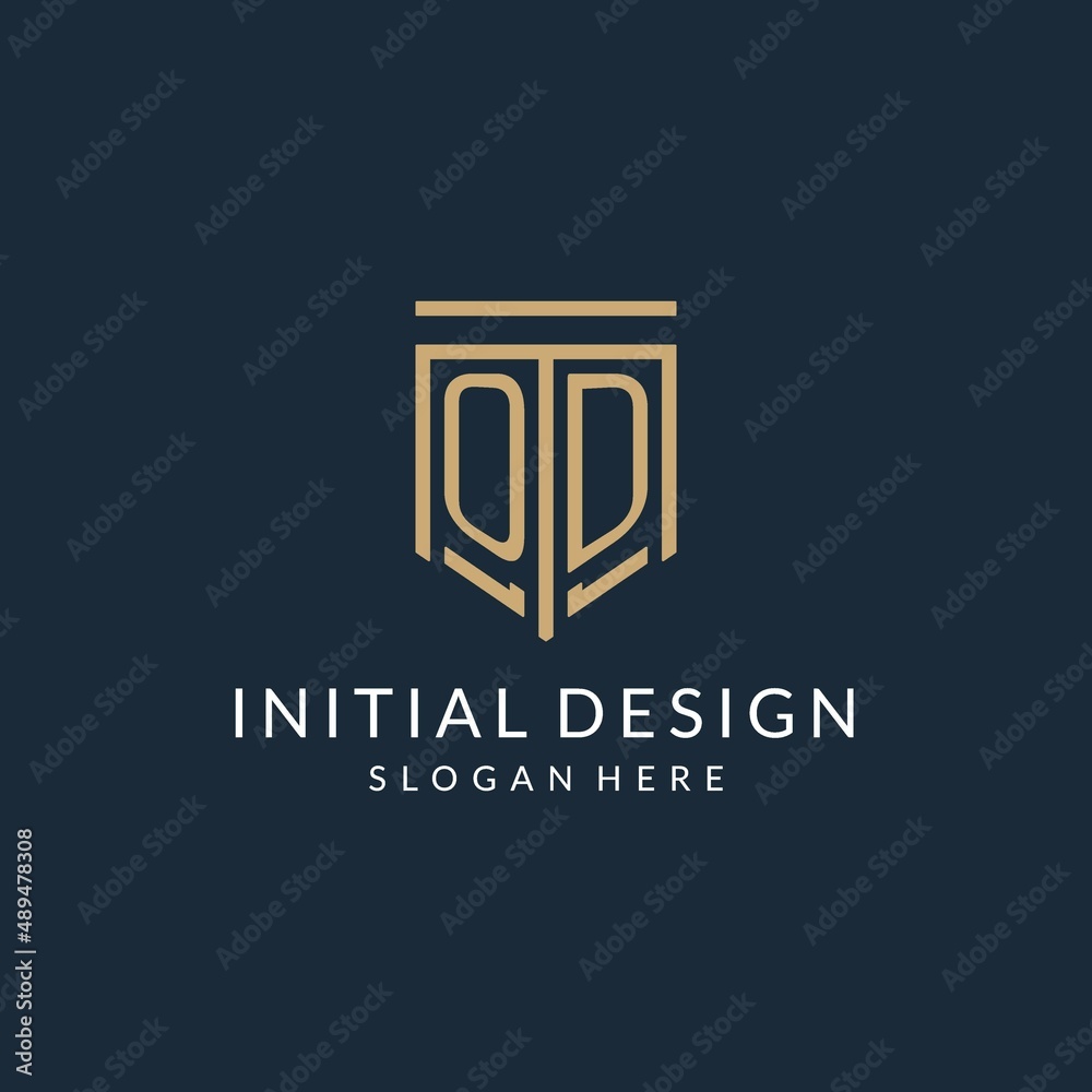 Initial OD shield logo monoline style, modern and luxury monogram logo ...