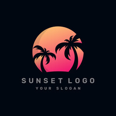 Wall Mural - Modern sunset logo illustration design for your business