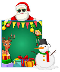 Wall Mural - Empty board with Santa Claus and snowman