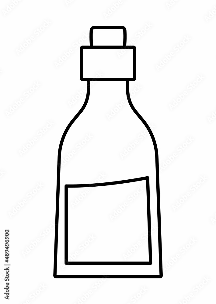 Vector black and white glass bottle with milk isolated on white ...
