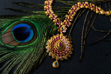 Indian Jewellery With A Peacock Feather