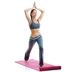 Canvas Print - The body achieves what the mind believes. Studio shot of a fit young woman doing yoga isolated on white.