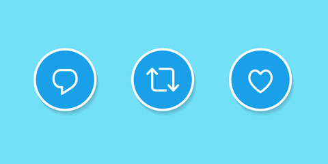 Aufkleber - Reply Tweet, Retweet, and Like Icon Vector. Social Media Icons