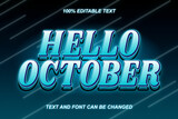 Fototapeta Panele - Hello October Editable Text Effect Modern Style