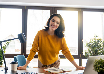 Sticker - woman working in the office