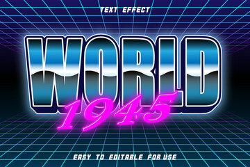 Aufkleber - World 1945 Editable Text Effect Emboss Retro Style